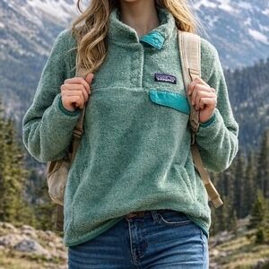 Patagonia Womens Re-Tool Snap-T Fleece Pullover Teal Green Medium X1